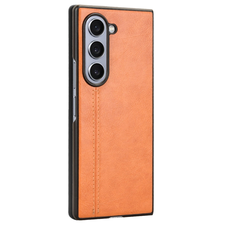 For Samsung Galaxy Z Fold6 Cow Pattern Sewing Back Cover Phone Case