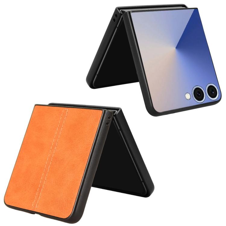 For Samsung Galaxy Z Flip7 5G Cow Pattern Sewing Back Cover Phone Case