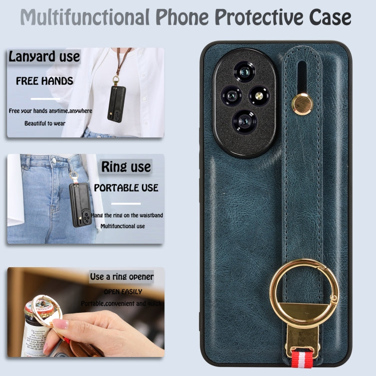 For Honor 200 Pro 5G Wristband Leather Back Phone Case