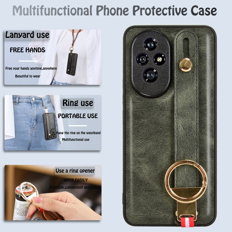 For Honor 200 Pro 5G Wristband Leather Back Phone Case