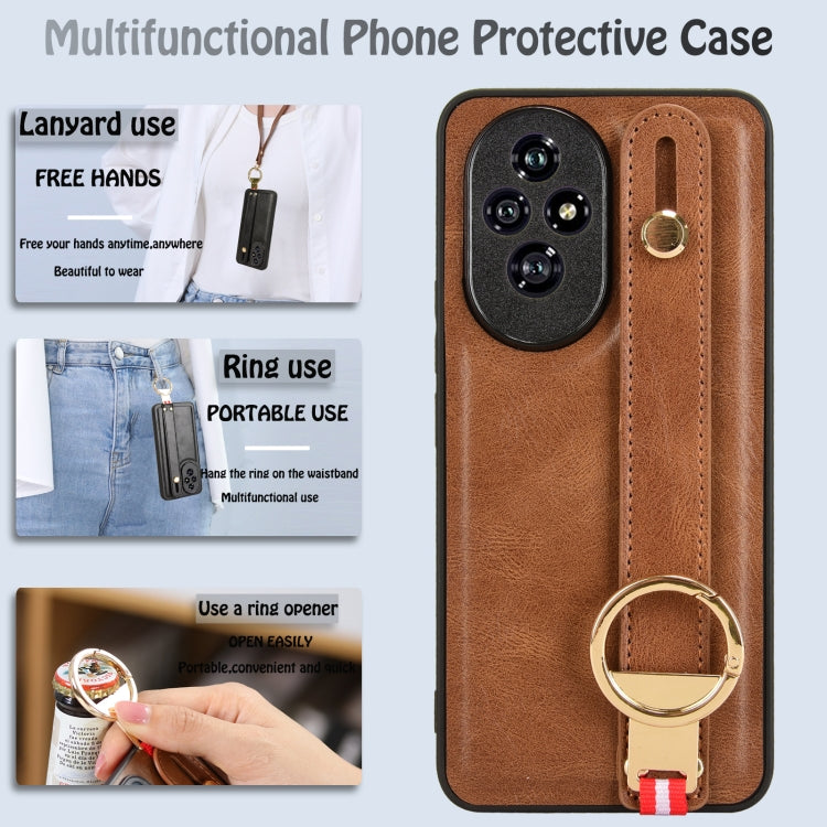 For Honor 200 Pro 5G Wristband Leather Back Phone Case