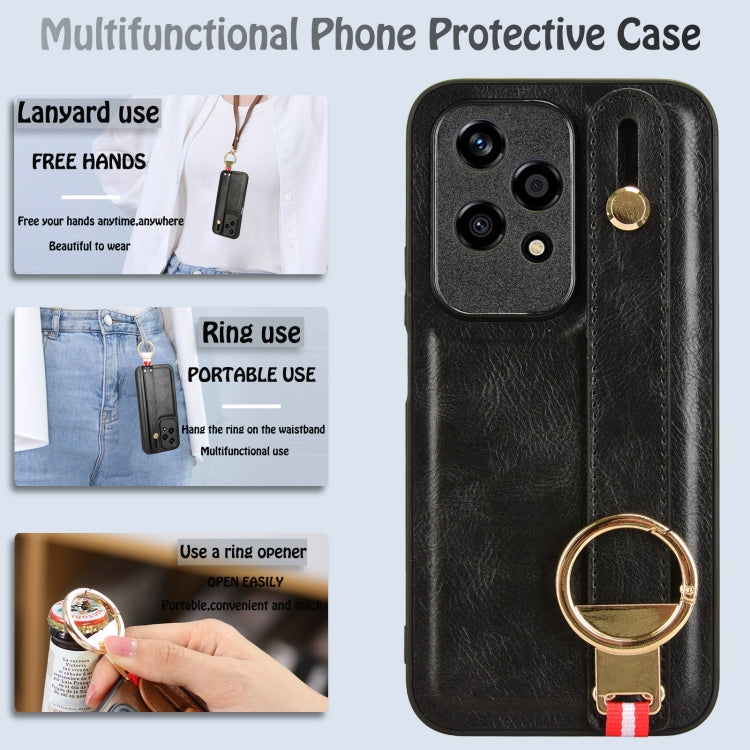For Honor 200 Lite Global Wristband Leather Back Phone Case
