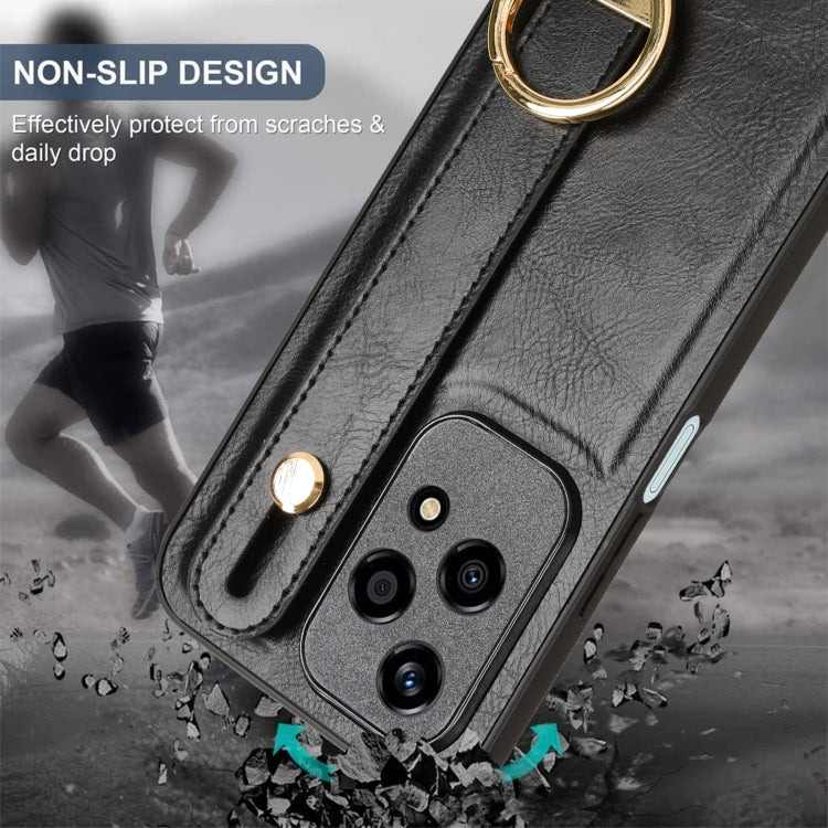 For Honor 200 Lite Global Wristband Leather Back Phone Case