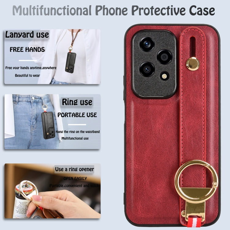 For Honor 200 Lite Global Wristband Leather Back Phone Case
