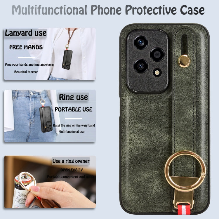 For Honor 200 Lite Global Wristband Leather Back Phone Case