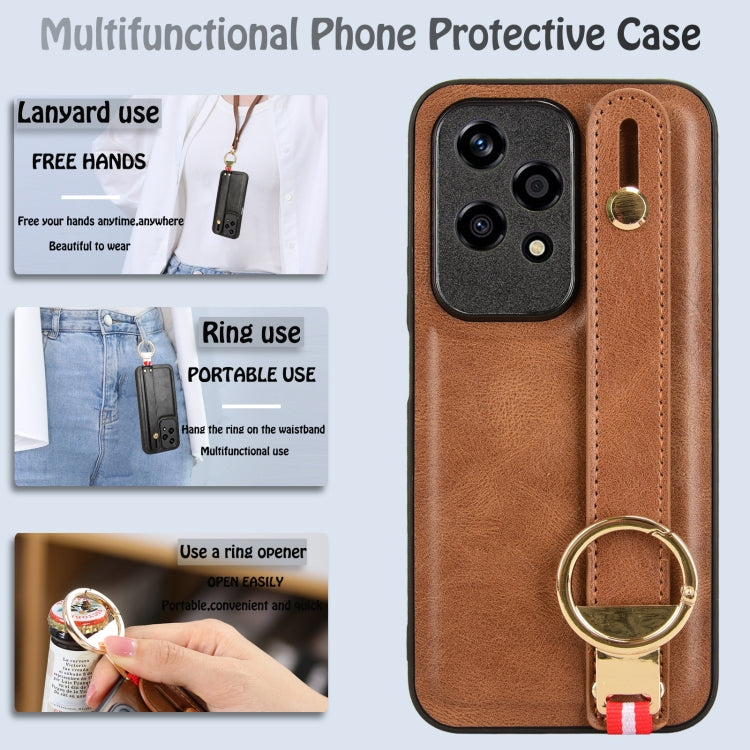 For Honor 200 Lite Global Wristband Leather Back Phone Case