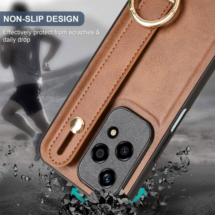 For Honor 200 Lite Global Wristband Leather Back Phone Case