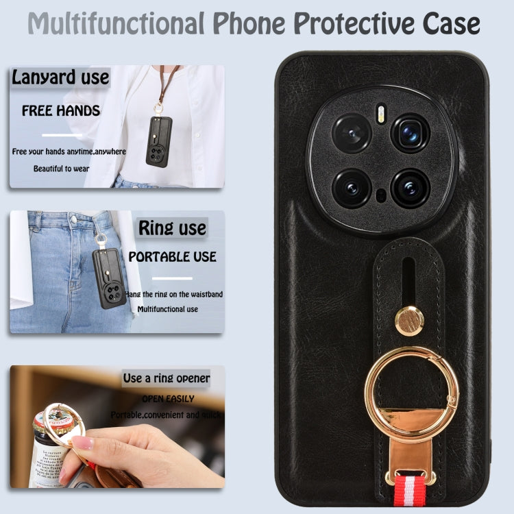 For Honor Magic7 Pro Wristband Leather Back Phone Case