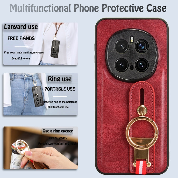 For Honor Magic7 Pro Wristband Leather Back Phone Case