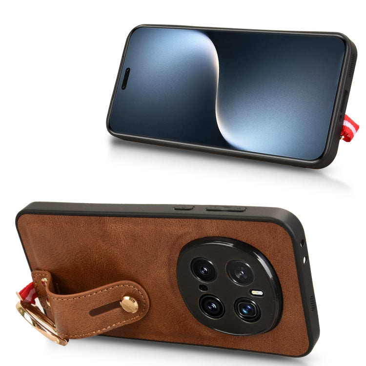 For Honor Magic7 Pro Wristband Leather Back Phone Case