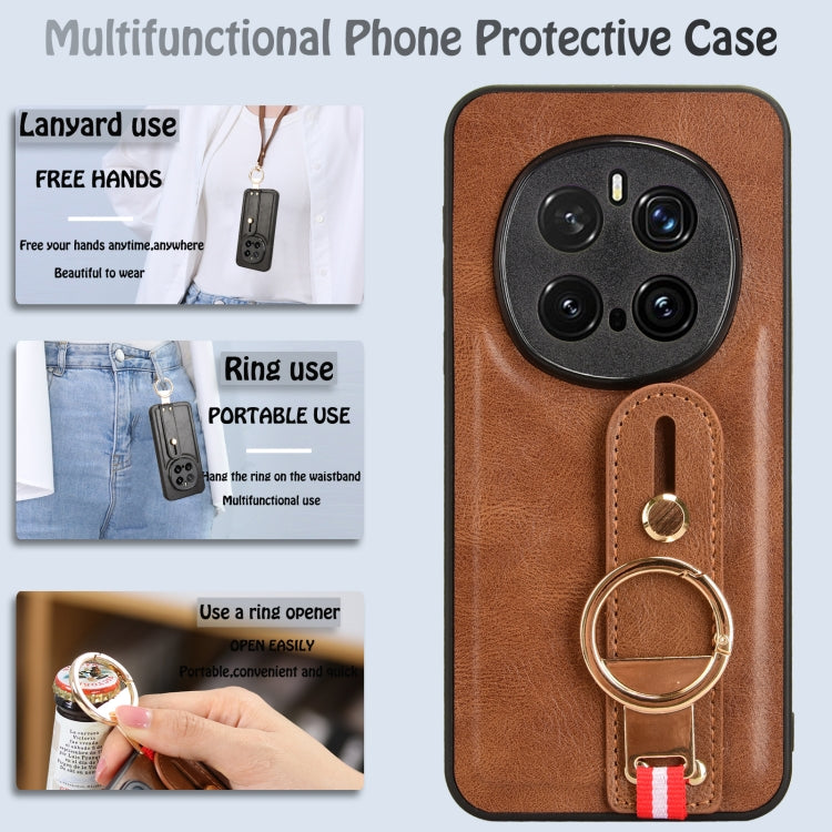 For Honor Magic7 Pro Wristband Leather Back Phone Case