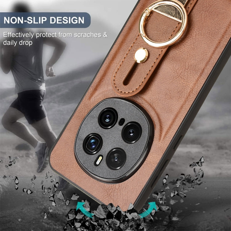 For Honor Magic7 Pro Wristband Leather Back Phone Case