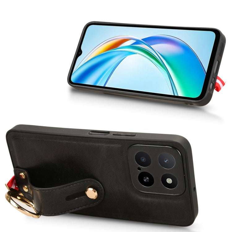 For Honor X5b 4G / X5b Plus 4G Wristband Leather Back Phone Case