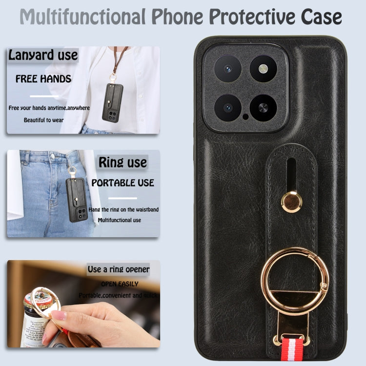 For Honor X5b 4G / X5b Plus 4G Wristband Leather Back Phone Case