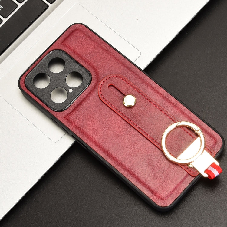 For Honor X5b 4G / X5b Plus 4G Wristband Leather Back Phone Case