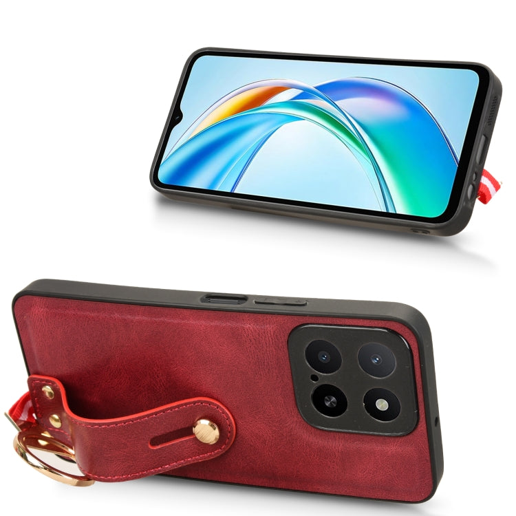 For Honor X5b 4G / X5b Plus 4G Wristband Leather Back Phone Case