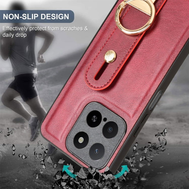 For Honor X5b 4G / X5b Plus 4G Wristband Leather Back Phone Case