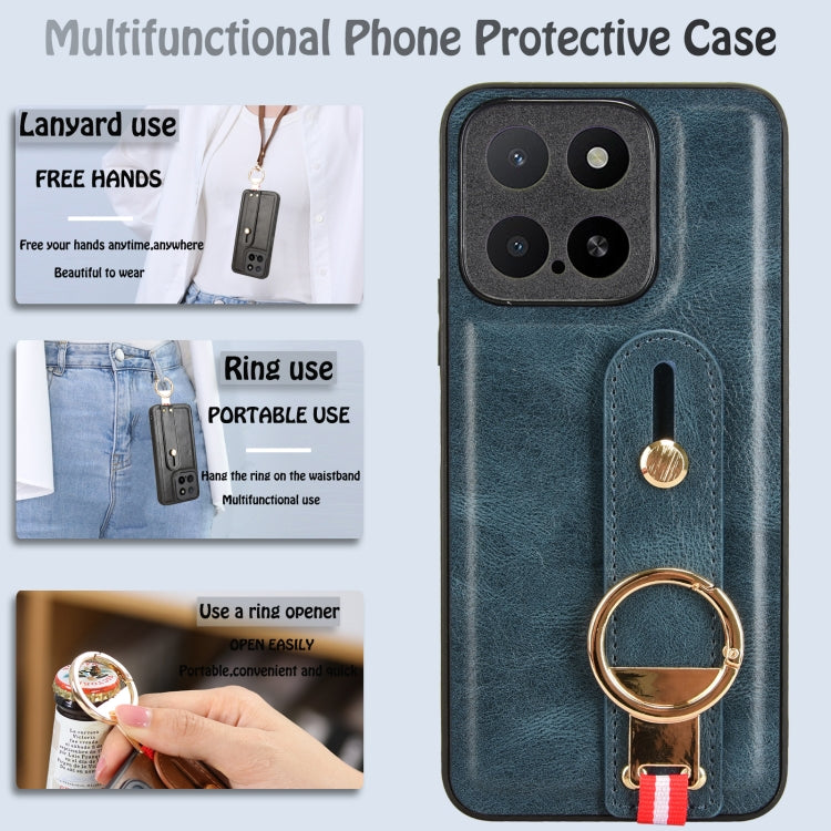 For Honor X5b 4G / X5b Plus 4G Wristband Leather Back Phone Case
