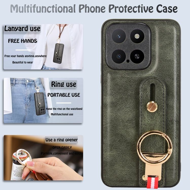 For Honor X5b 4G / X5b Plus 4G Wristband Leather Back Phone Case