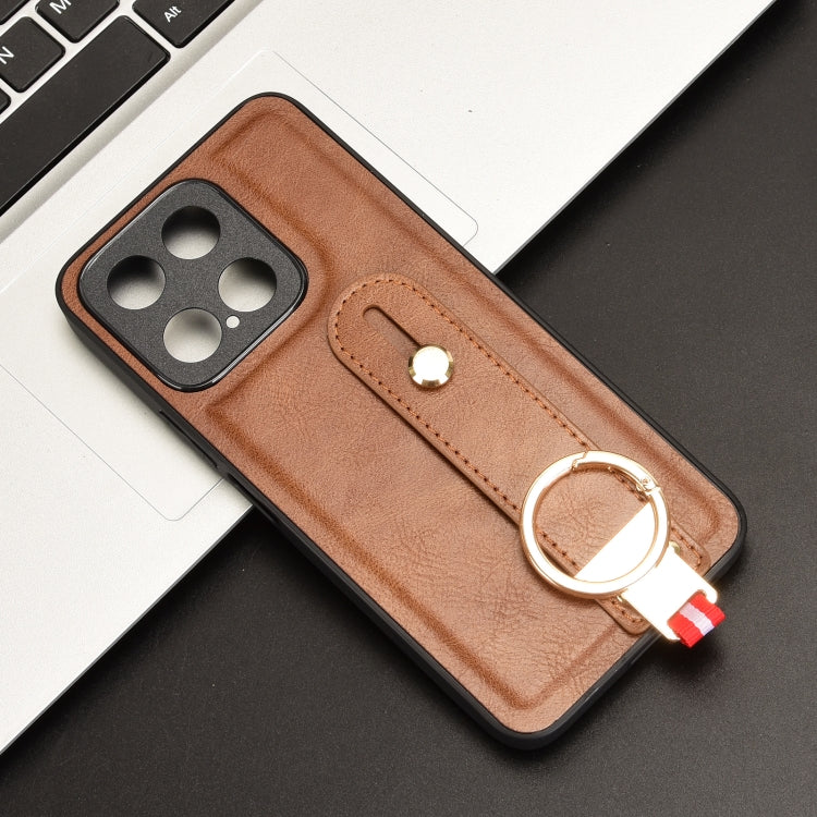 For Honor X5b 4G / X5b Plus 4G Wristband Leather Back Phone Case