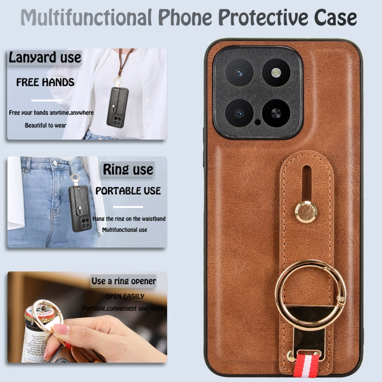 For Honor X5b 4G / X5b Plus 4G Wristband Leather Back Phone Case
