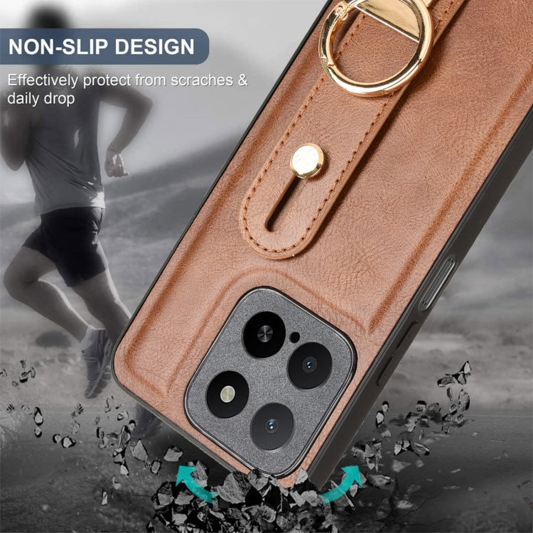 For Honor X5b 4G / X5b Plus 4G Wristband Leather Back Phone Case