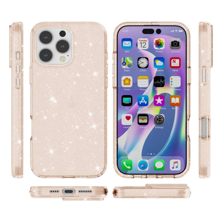 For iPhone 16 Pro Shockproof Terminator Glitter Powder Phone Case
