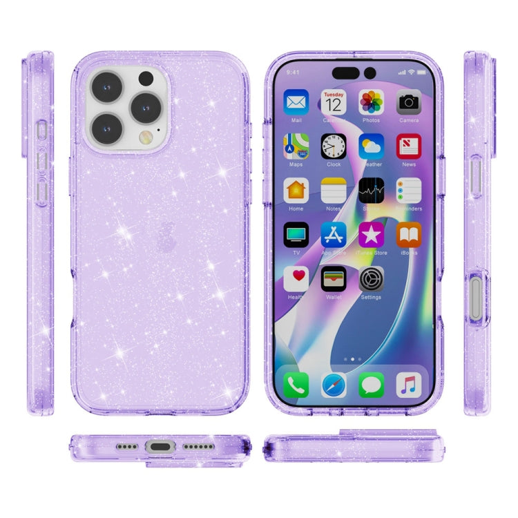 For iPhone 16 Pro Shockproof Terminator Glitter Powder Phone Case
