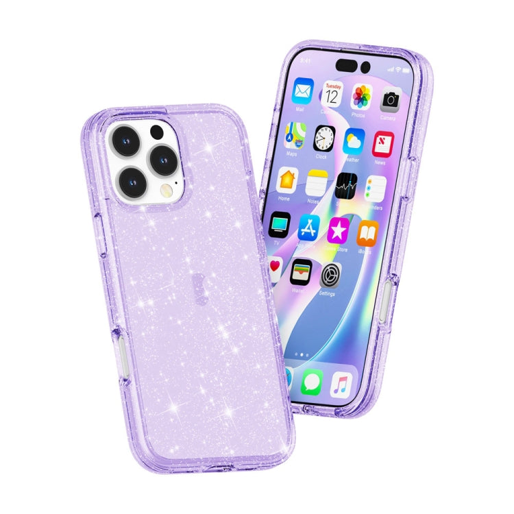For iPhone 16 Pro Shockproof Terminator Glitter Powder Phone Case