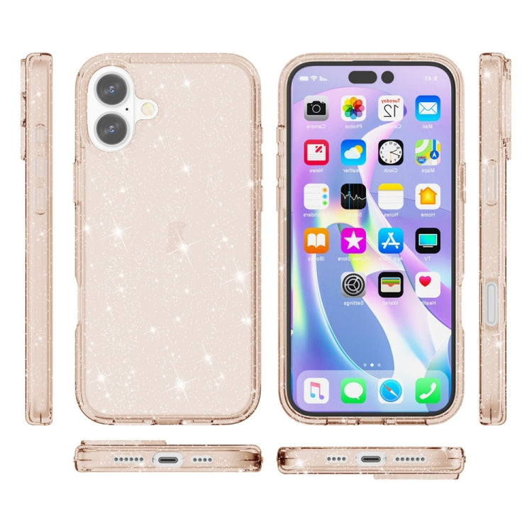 For iPhone 16 Plus Shockproof Terminator Glitter Powder Phone Case