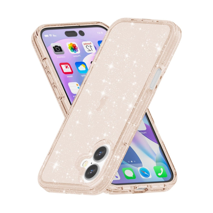 For iPhone 16 Plus Shockproof Terminator Glitter Powder Phone Case