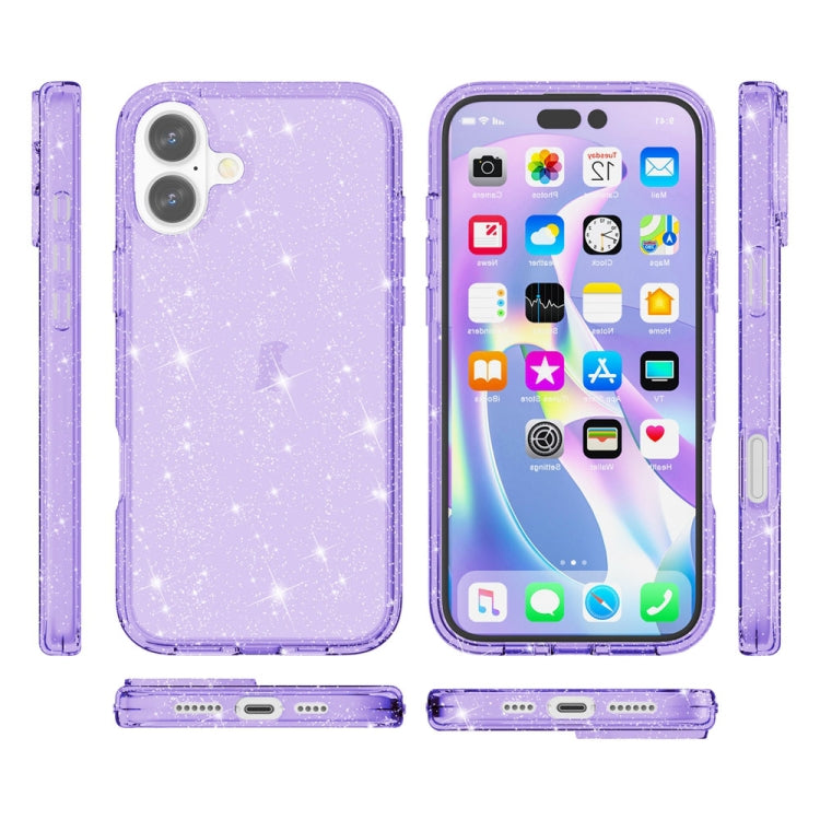 For iPhone 16 Shockproof Terminator Glitter Powder Phone Case