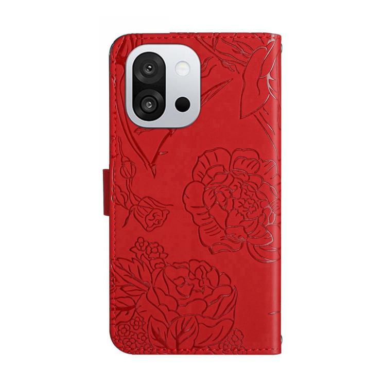 For OnePlus 13T Skin Feel Butterfly Peony Embossed Leather Phone Case