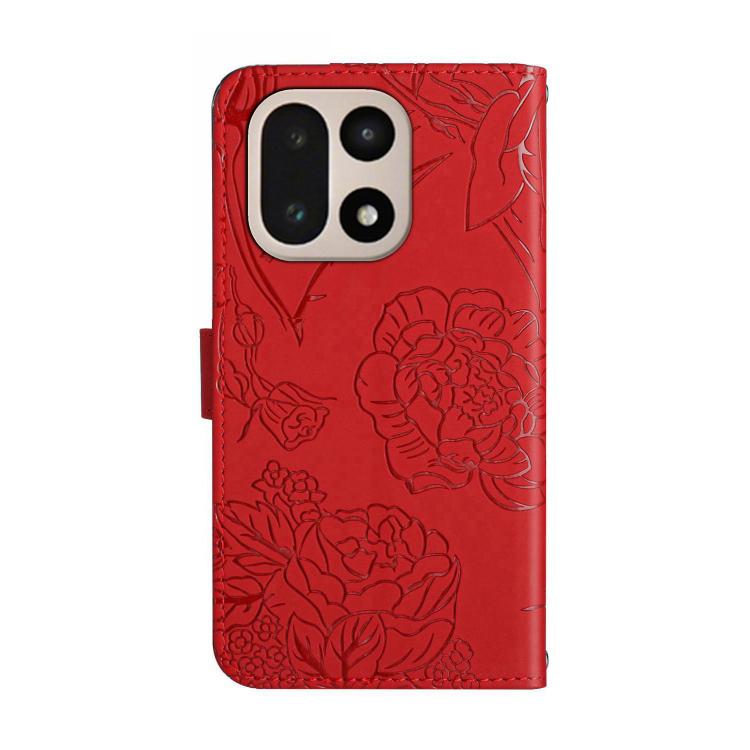 For OnePlus 15 5G Skin Feel Butterfly Peony Embossed Leather Phone Case