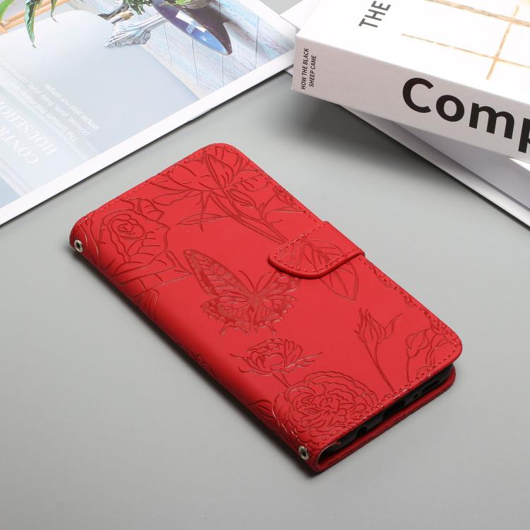 For OnePlus 15R Skin Feel Butterfly Peony Embossed Leather Phone Case