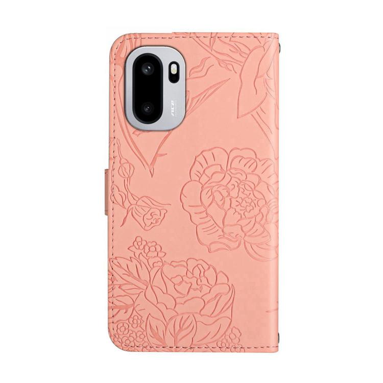 For OnePlus 15R Skin Feel Butterfly Peony Embossed Leather Phone Case