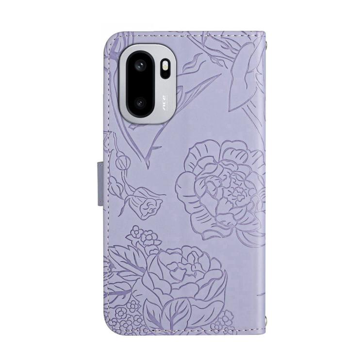 For OnePlus 15R Skin Feel Butterfly Peony Embossed Leather Phone Case