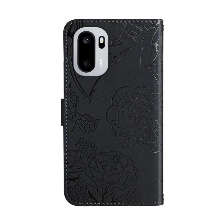 For OnePlus 15R Skin Feel Butterfly Peony Embossed Leather Phone Case