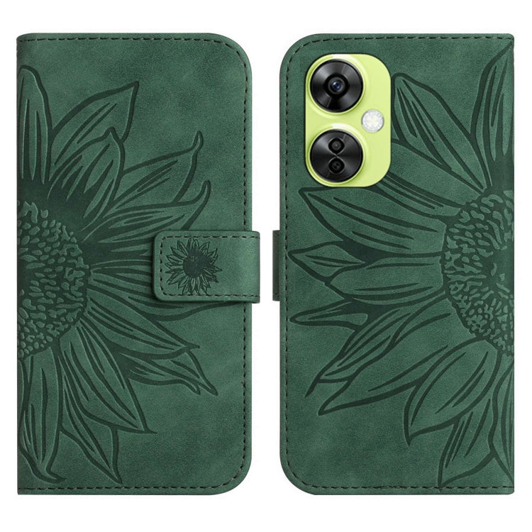 For OnePlus Nord CE 3 Lite Skin Feel Sun Flower Embossed Leather Phone Case with Lanyard