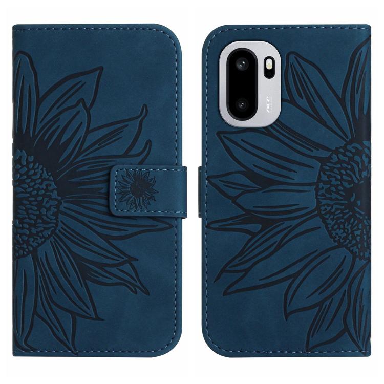 For OnePlus 15R Skin Feel Sun Flower Embossed Leather Phone Case with Lanyard