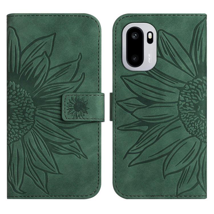 For OnePlus 15R Skin Feel Sun Flower Embossed Leather Phone Case with Lanyard