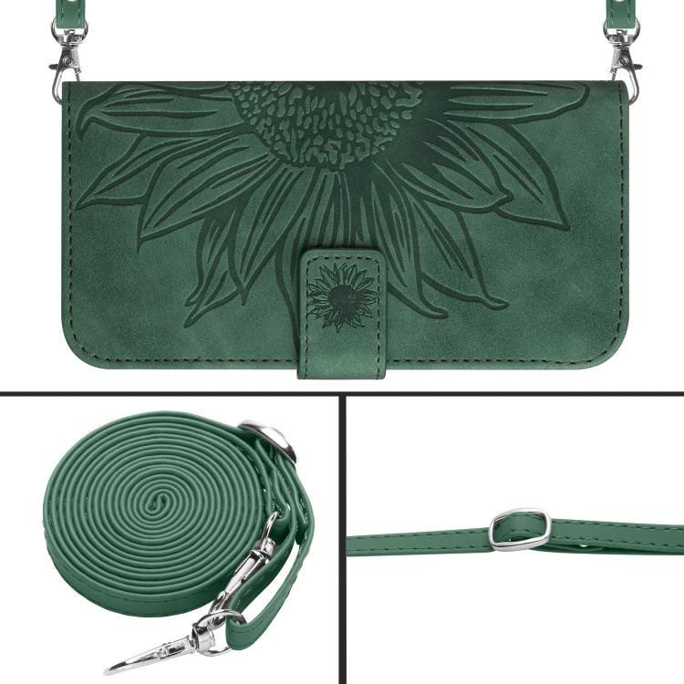 For OnePlus 15R Skin Feel Sun Flower Embossed Leather Phone Case with Lanyard