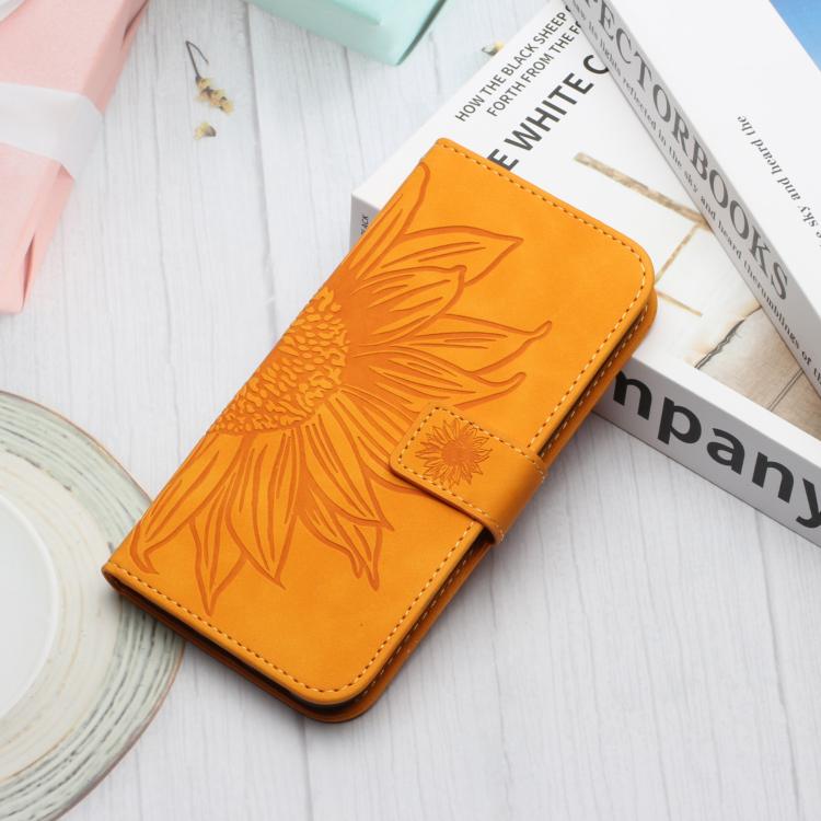 For OnePlus 15R Skin Feel Sun Flower Embossed Leather Phone Case with Lanyard