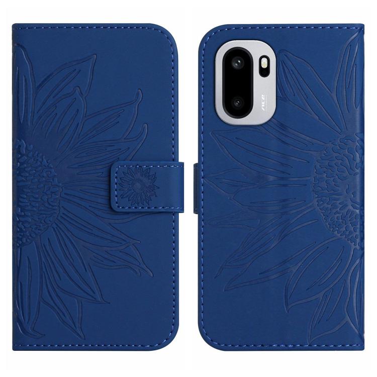 For OnePlus 15R Skin Feel Sun Flower Embossed Leather Phone Case with Lanyard