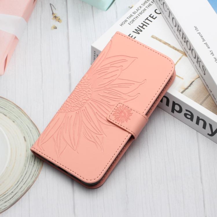 For OnePlus 15R Skin Feel Sun Flower Embossed Leather Phone Case with Lanyard
