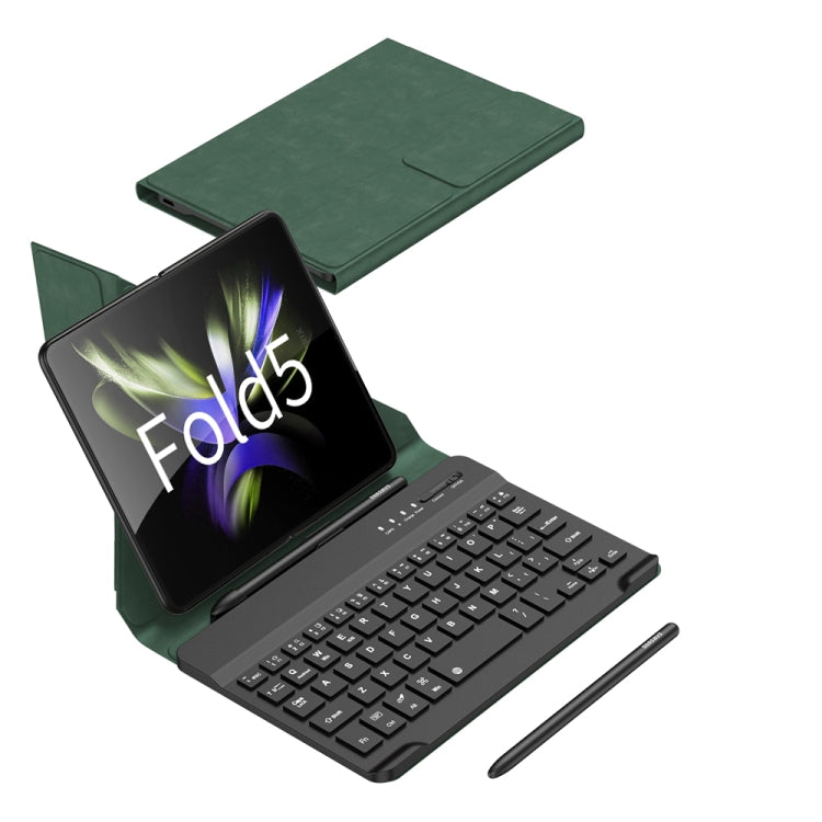 For Samsung Galaxy Z Fold5 GKK Magnetic Folding Bluetooth Keyboard Leather Case with Pen