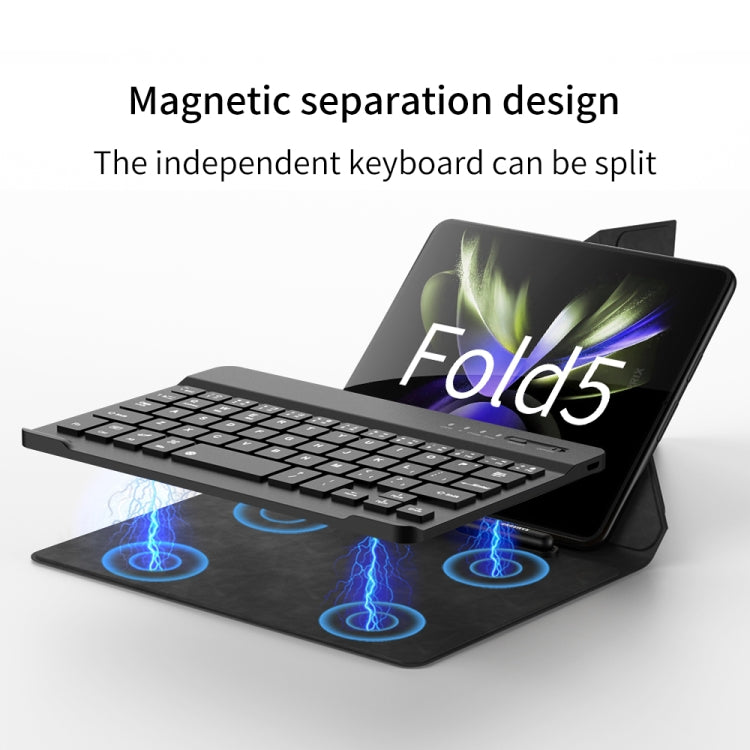 For Samsung Galaxy Z Fold5 GKK Magnetic Folding Bluetooth Keyboard Leather Case with Pen