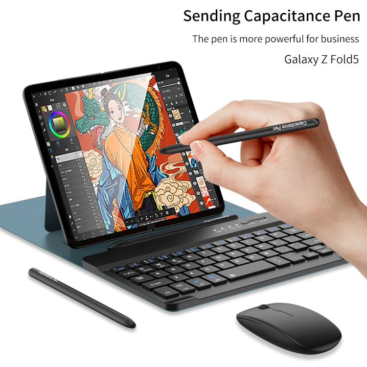 For Samsung Galaxy Z Fold5 GKK Gear Adjustment Bluetooth Keyboard Leather Case with Pen + Keyboard + Mouse + Case