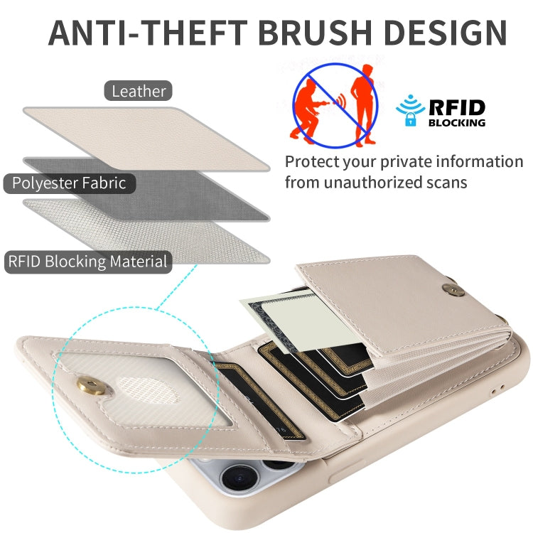 For iPhone 16 Pro Max Crossbody Lanyard Zipper Wallet Leather Phone Case