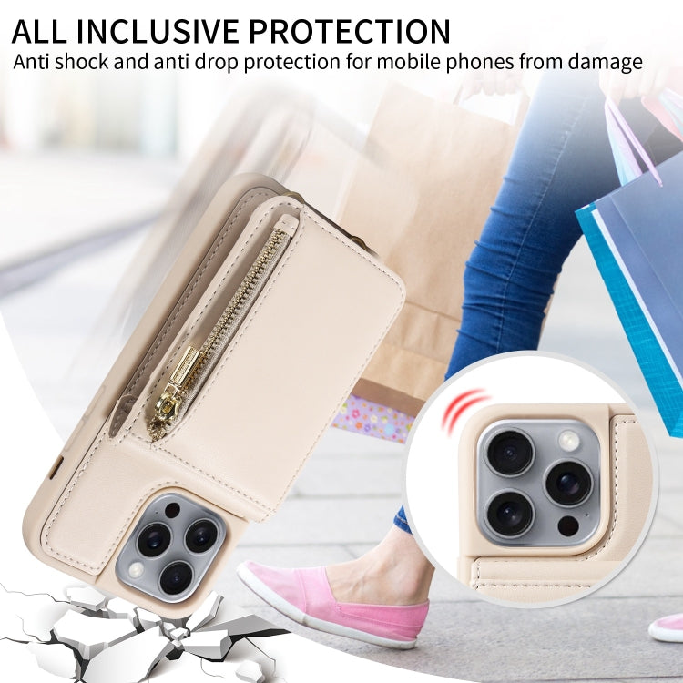 For iPhone 16 Pro Max Crossbody Lanyard Zipper Wallet Leather Phone Case